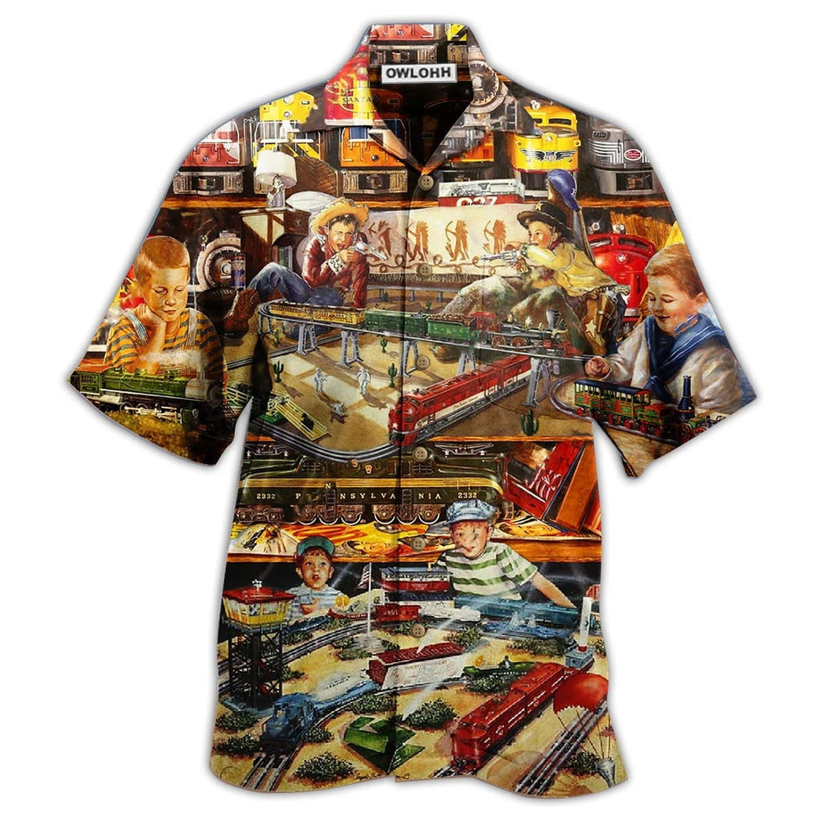 Hawaiian Shirt / Adults / S Train Toys Amazing Vintage Style - Hawaiian Shirt - Owls Matrix LTD