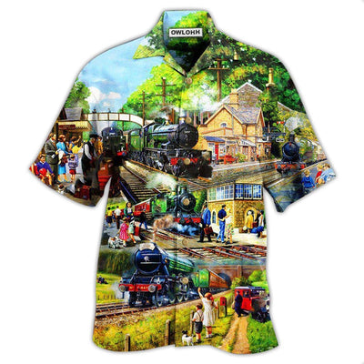Hawaiian Shirt / Adults / S Train Track Full Of Possibilities And Happiness - Hawaiian Shirt - Owls Matrix LTD
