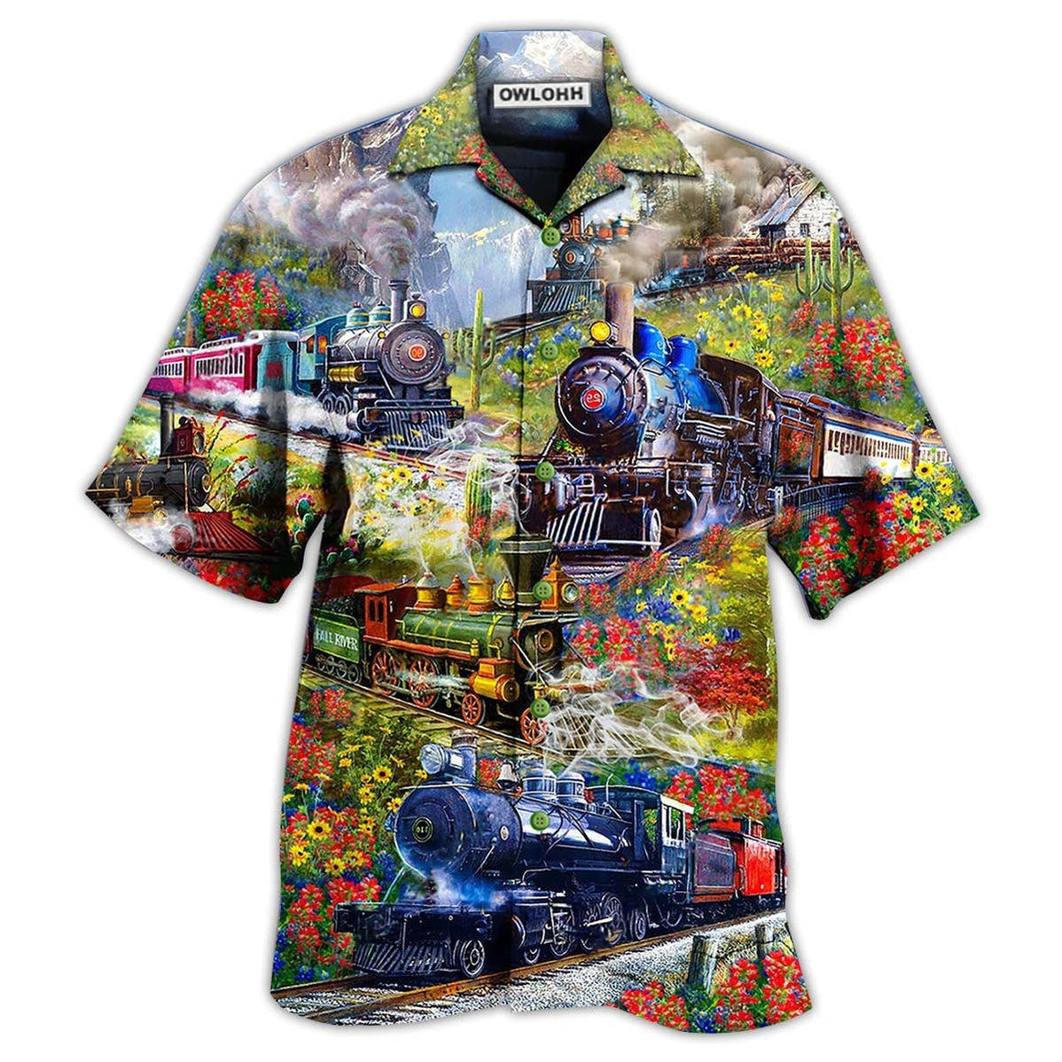 Hawaiian Shirt / Adults / S Train On Spring Hill - Hawaiian Shirt - Owls Matrix LTD