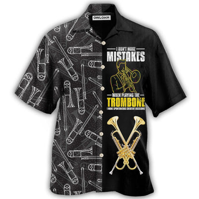 Hawaiian Shirt / Adults / S Trombone Music Lover Black Style - Hawaiian Shirt - Owls Matrix LTD