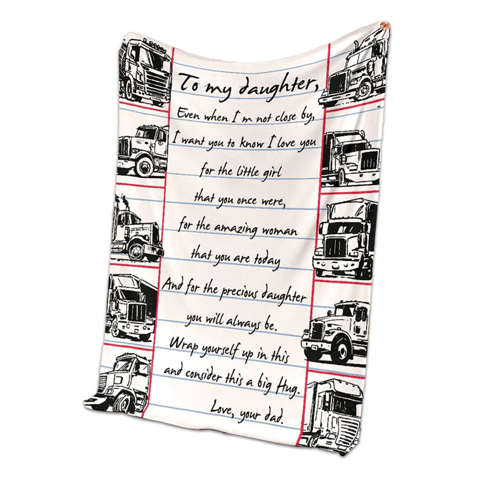 50" x 60" Truck To My Daughter Trucker - Flannel Blanket - Owls Matrix LTD