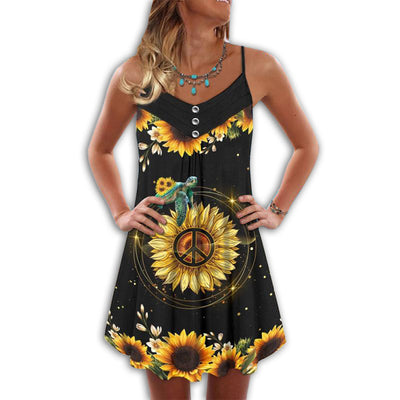 Turtle Love Sunlower Hippie Style - Summer Dress - Owls Matrix LTD