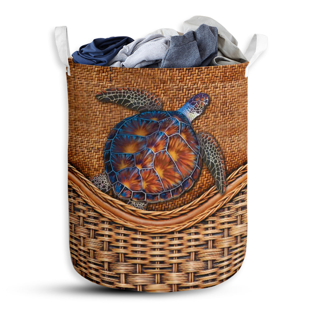 Turtle Rattan Teaxture So Simple - Laundry Basket - Owls Matrix LTD
