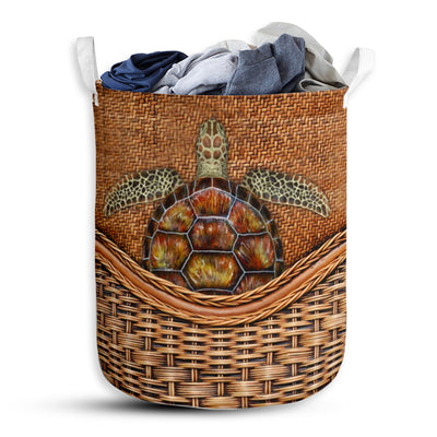 S: 17.72”x13.78” (45x35 cm) Turtle Rattan Teaxture Simple - Laundry Basket - Owls Matrix LTD