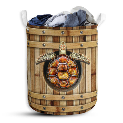 S: 17.72”x13.78” (45x35 cm) Turtle Wooden Barrel - Laundry Basket - Owls Matrix LTD
