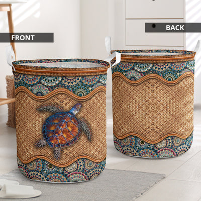 Turtle Rattan Mandala Style - Laundry Basket - Owls Matrix LTD