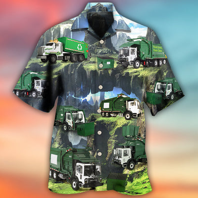 Truck US Waste Collector Style - Hawaiian Shirt - Owls Matrix LTD