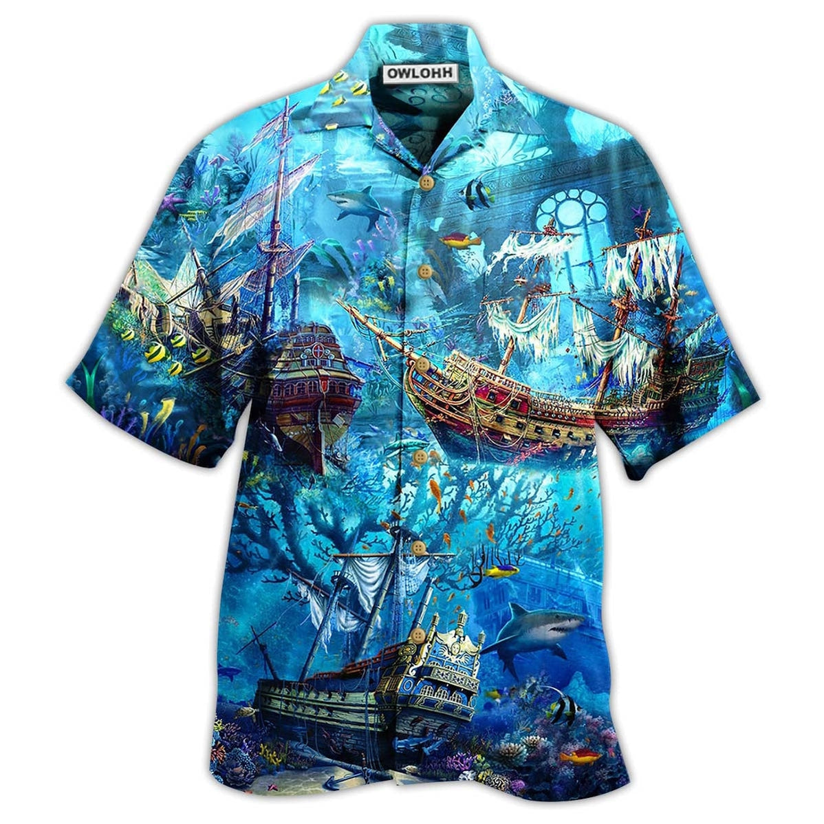 Hawaiian Shirt / Adults / S Ship Underwater Treasures The Forgotten Ship - Hawaiian Shirt - Owls Matrix LTD