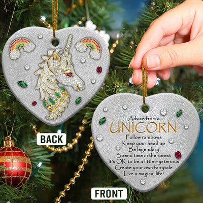 Pack 1 Unicorn Advice From A Unicorn - Heart Ornament - Owls Matrix LTD