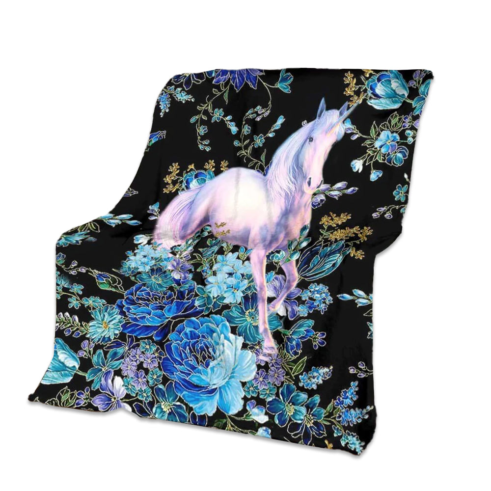 50" x 60" Unicorn So Lovely Floral Unicorns - Flannel Blanket - Owls Matrix LTD