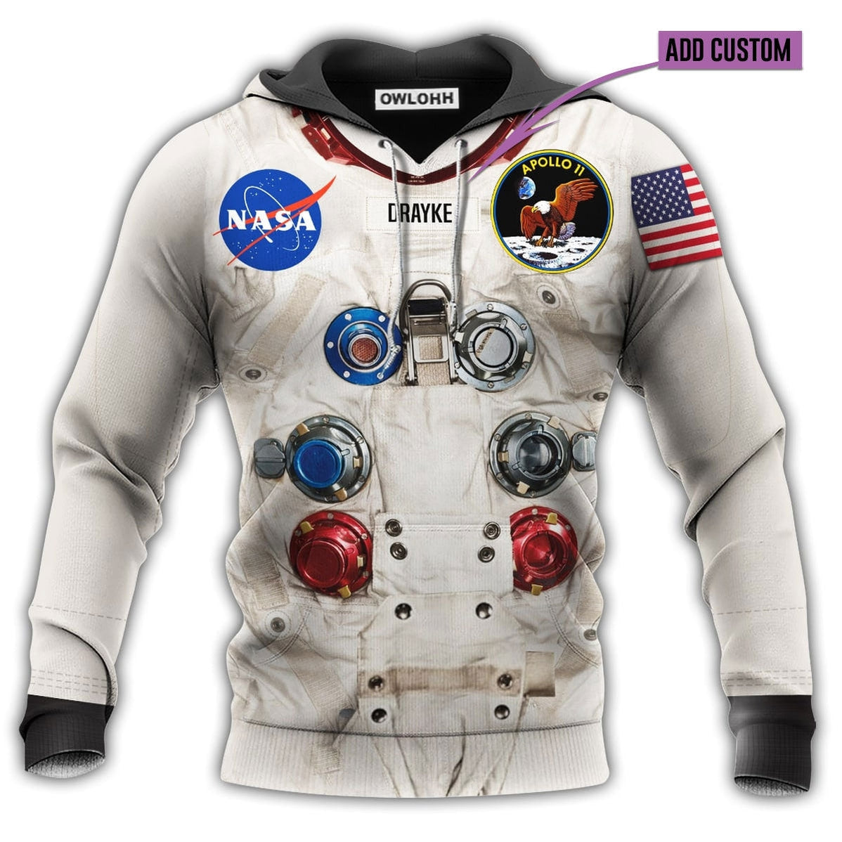 Unisex Hoodie / S Astronaut With Galaxy Nasa Personalized - Hoodie - Owls Matrix LTD