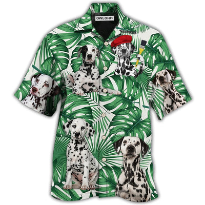 Hawaiian Shirt / Adults / S Dalmatian And Tropical Leaf - Hawaiian Shirt - Owls Matrix LTD