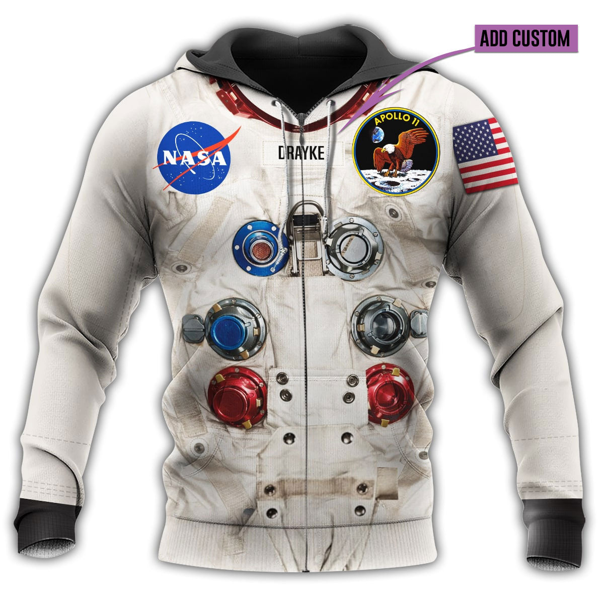 Zip Hoodie / S Astronaut With Galaxy Nasa Personalized - Hoodie - Owls Matrix LTD