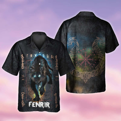 Viking Wolf Fenrir - Hawaiian Shirt - Owls Matrix LTD