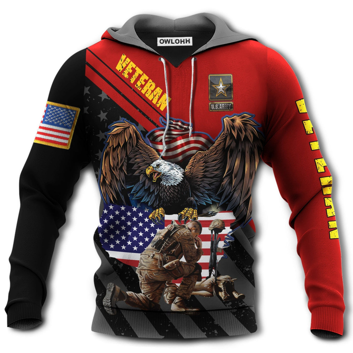 Unisex Hoodie / S Veteran Army Never Forget Memory America - Hoodie - Owls Matrix LTD