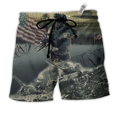 Beach Short / Adults / S Veteran Brave Steps America - Beach Short - Owls Matrix LTD