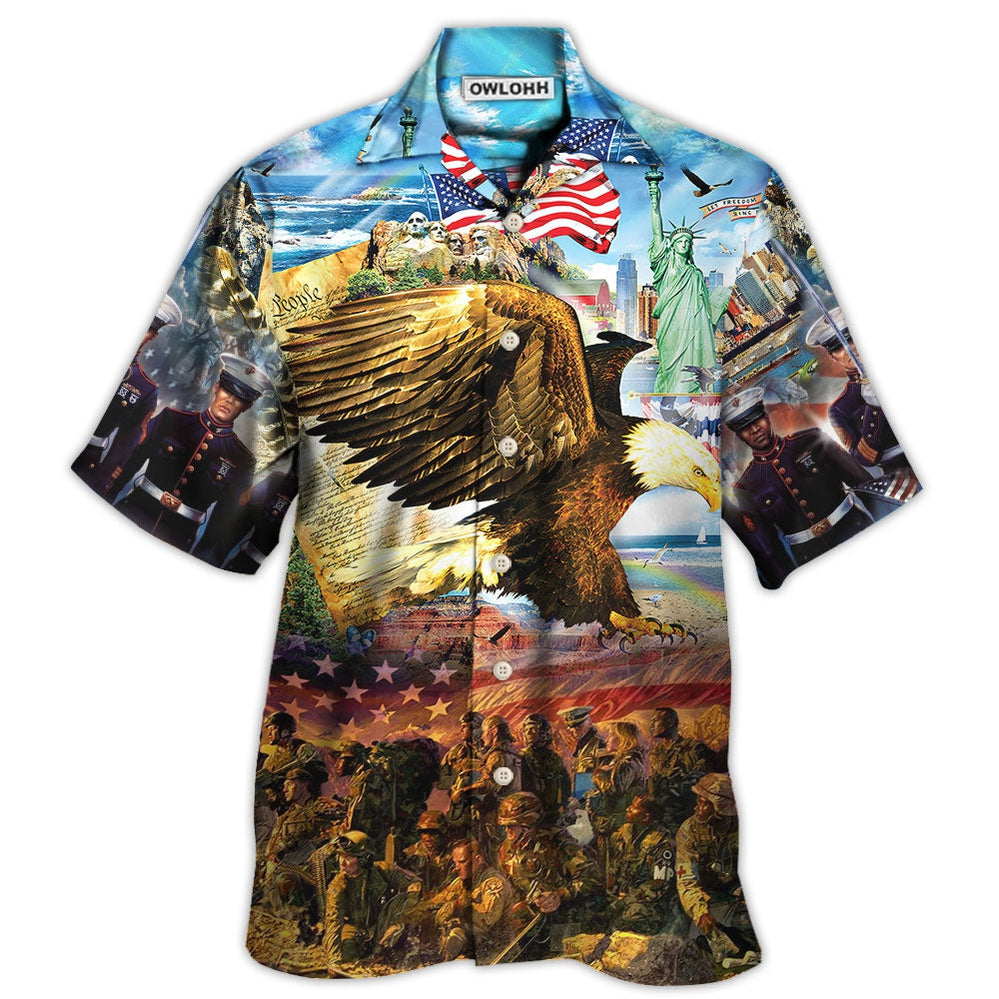 Hawaiian Shirt / Adults / S Veteran Call To Colors Freedom With Eagle - Hawaiian Shirt - Owls Matrix LTD