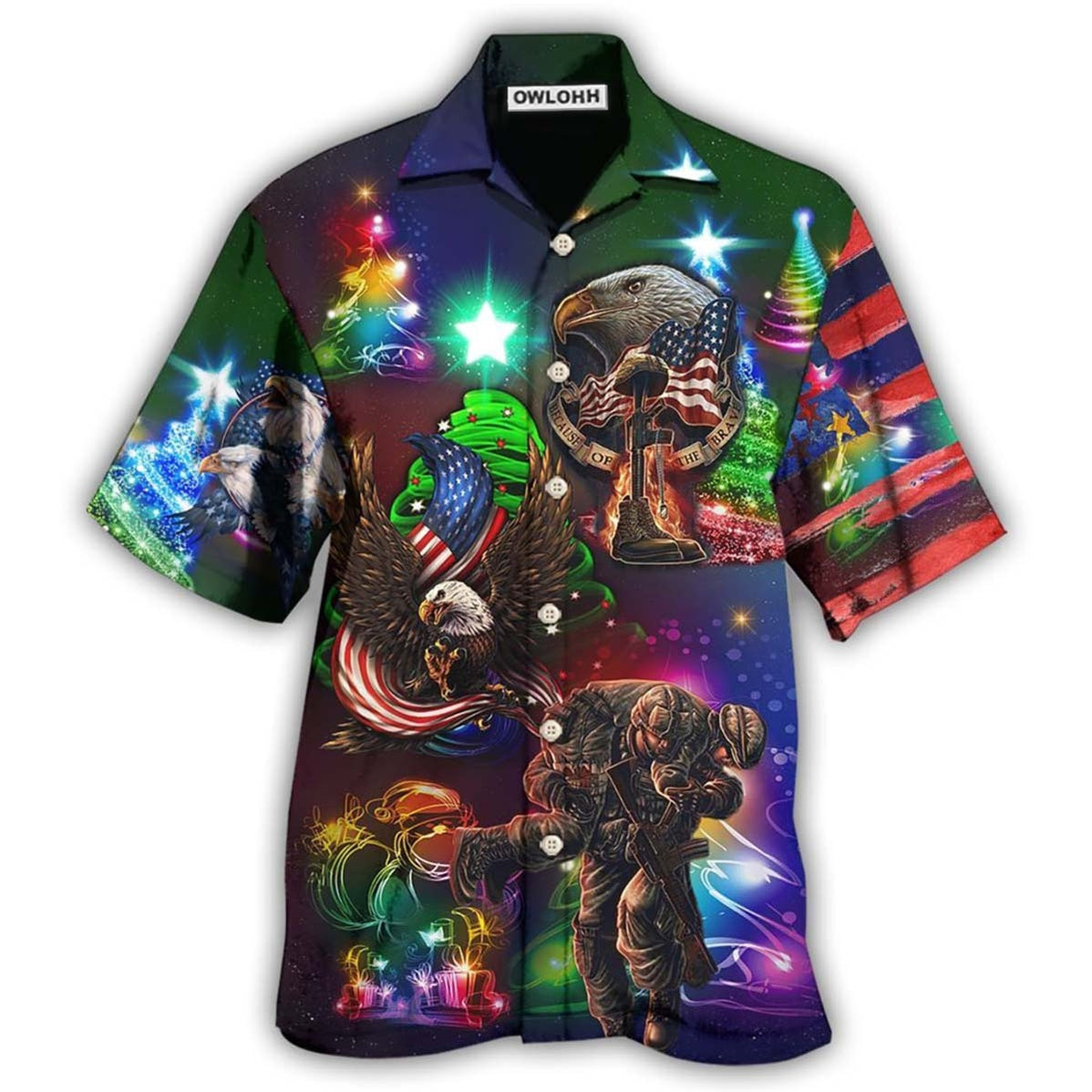 Hawaiian Shirt / Adults / S Veteran Christmas Merry Christmas Scaried Style - Hawaiian Shirt - Owls Matrix LTD