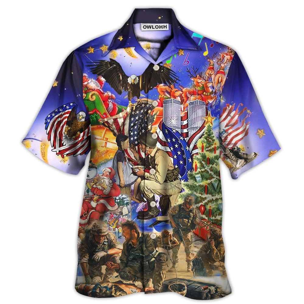 Hawaiian Shirt / Adults / S Veteran Christmas Merry Christmas Twinkle Style - Hawaiian Shirt - Owls Matrix LTD