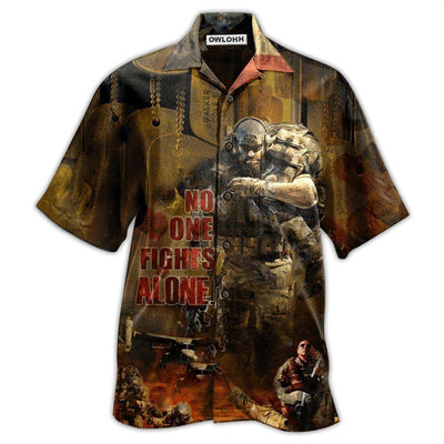 Hawaiian Shirt / Adults / S Veteran No One Fights Alone Classic Style - Hawaiian Shirt - Owls Matrix LTD