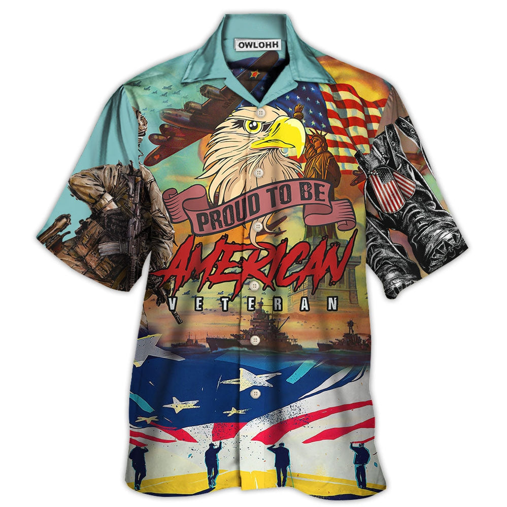 Hawaiian Shirt / Adults / S Veteran Proud To Be An American Freedom And Eagle Style - Hawaiian Shirt - Owls Matrix LTD