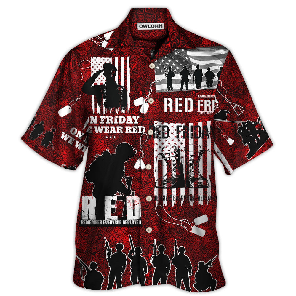 Hawaiian Shirt / Adults / S Veteran Red Friday With Boots - Hawaiian Shirt - Owls Matrix LTD