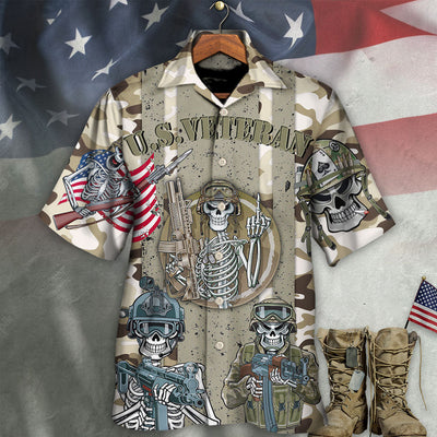 Veteran Us America Flag Skull Style - Hawaiian Shirt - Owls Matrix LTD