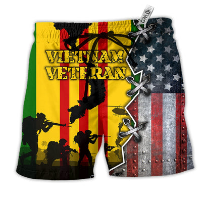 Beach Short / Adults / S Veteran Vietnam Veteran I Love Freedom - Beach Short - Owls Matrix LTD