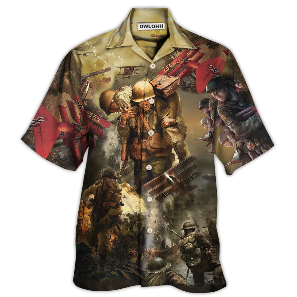 Hawaiian Shirt / Adults / S Veteran War And Peace With Strong Style - Hawaiian Shirt - Owls Matrix LTD