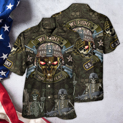 Veteran We Fight What You Fear Skull - Hawaiian Shirt - Owls Matrix LTD