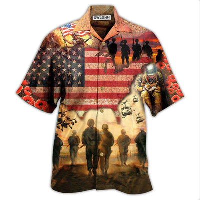 Hawaiian Shirt / Adults / S Veteran Blood Sweat And Tear America Flag - Hawaiian Shirt - Owls Matrix LTD
