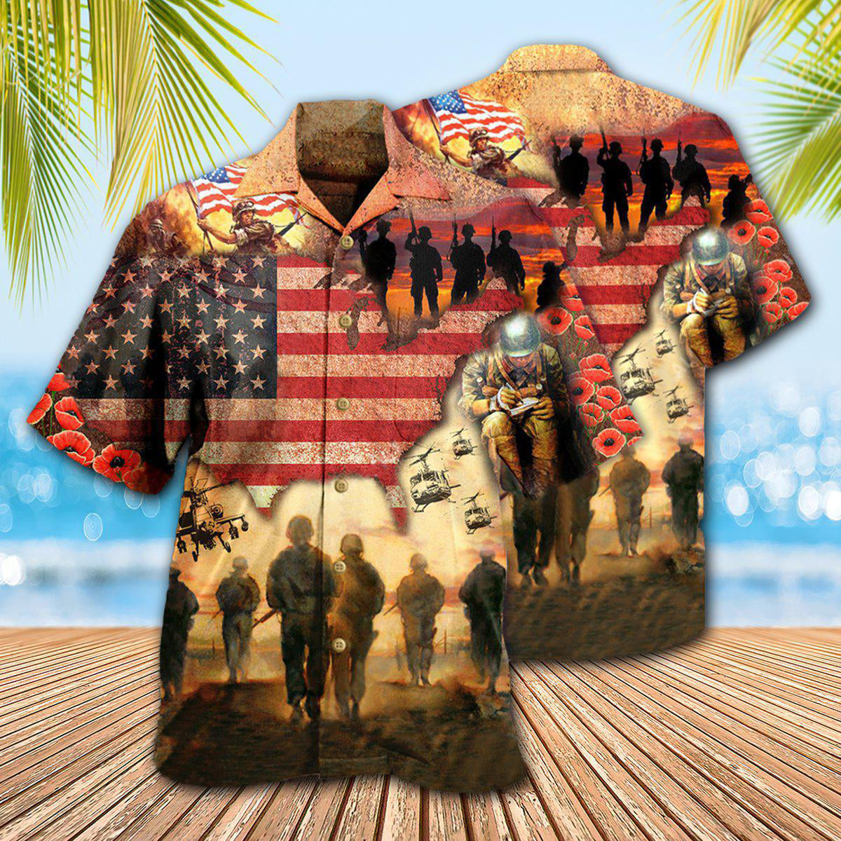 Veteran Blood Sweat And Tear America Flag - Hawaiian Shirt - Owls Matrix LTD