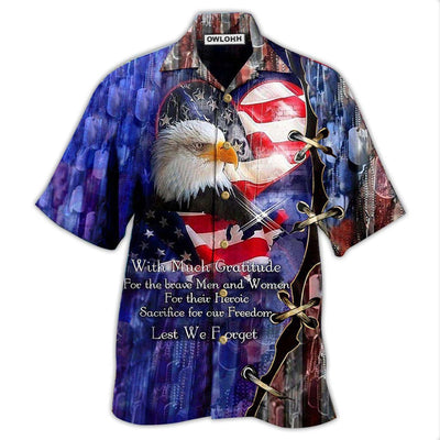 Hawaiian Shirt / Adults / S Veteran Thank You Veterans From The Heart With Eagle - Hawaiian Shirt - Owls Matrix LTD