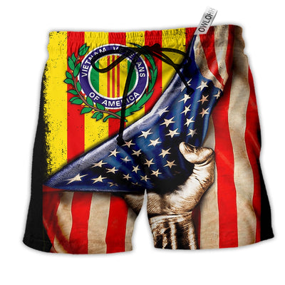 Beach Short / Adults / S Vietnam Veteran I Love Freedom Stunning Color - Beach Short - Owls Matrix LTD