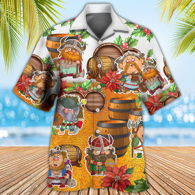 Viking Loves Beer Funny Christmas Style - Hawaiian Shirt - Owls Matrix LTD