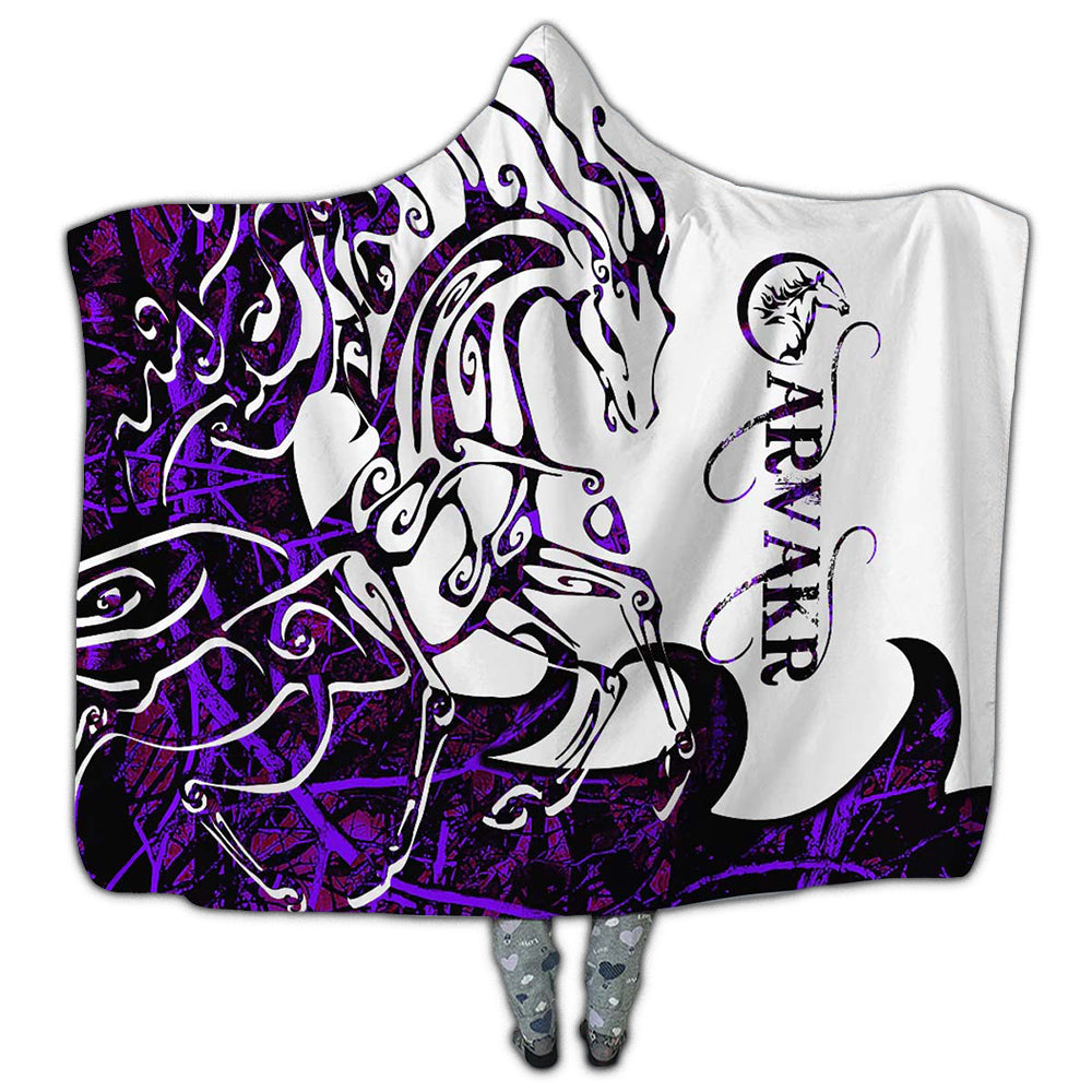 MICROFLEECE / S (50X60 Inch) Viking Arvakr Legend Purple And White Style - Hoodie Blanket - Owls Matrix LTD