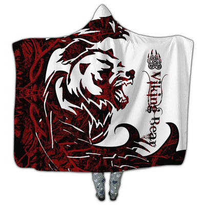 MICROFLEECE / S (50X60 Inch) Viking Bear Legend Red And White Cool Style - Hoodie Blanket - Owls Matrix LTD