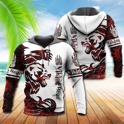 Viking Bear Legend Red And White Style So Hot - Hoodie - Owls Matrix LTD