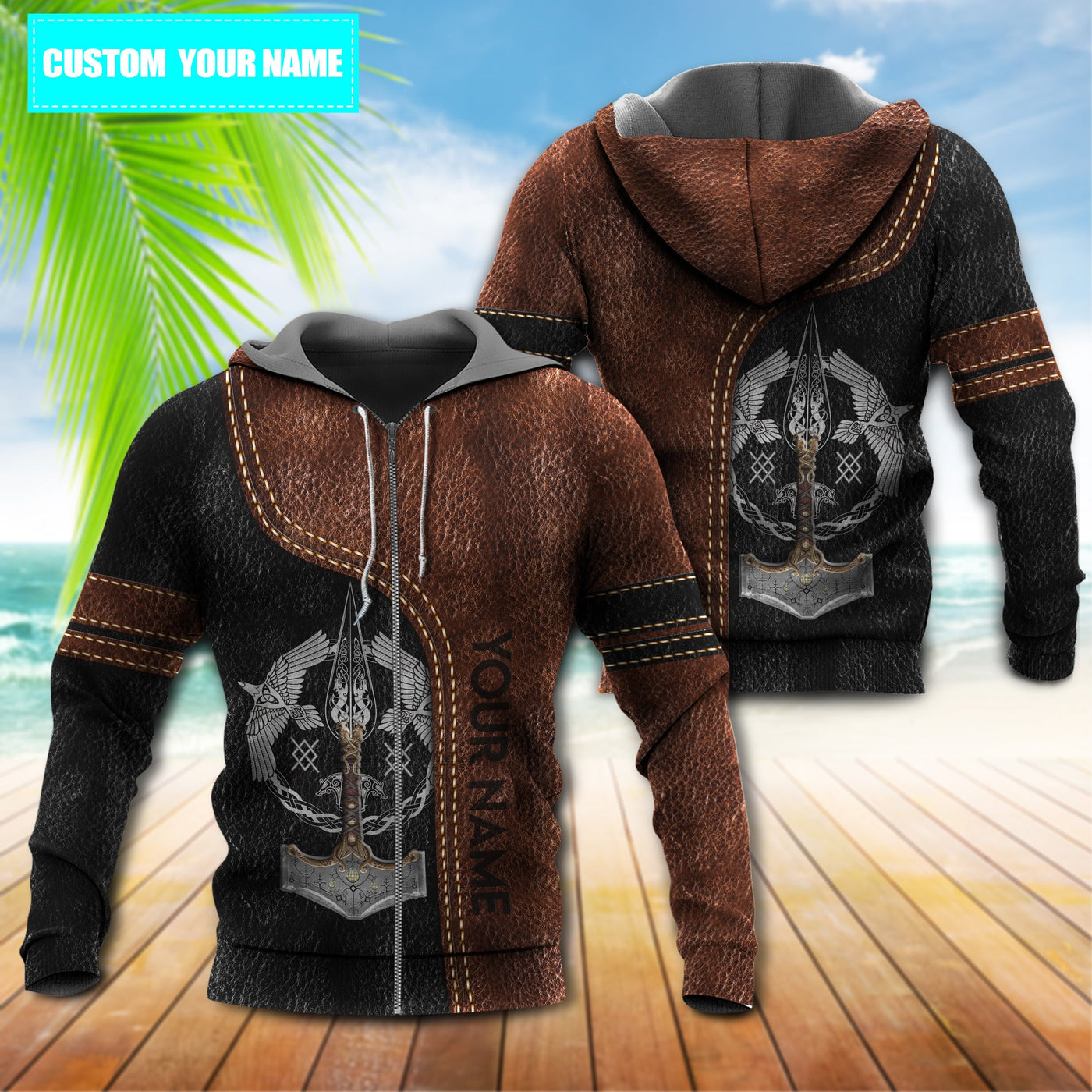 Viking Blood With Brown and Black Personalized - Hoodie - Owls Matrix LTD