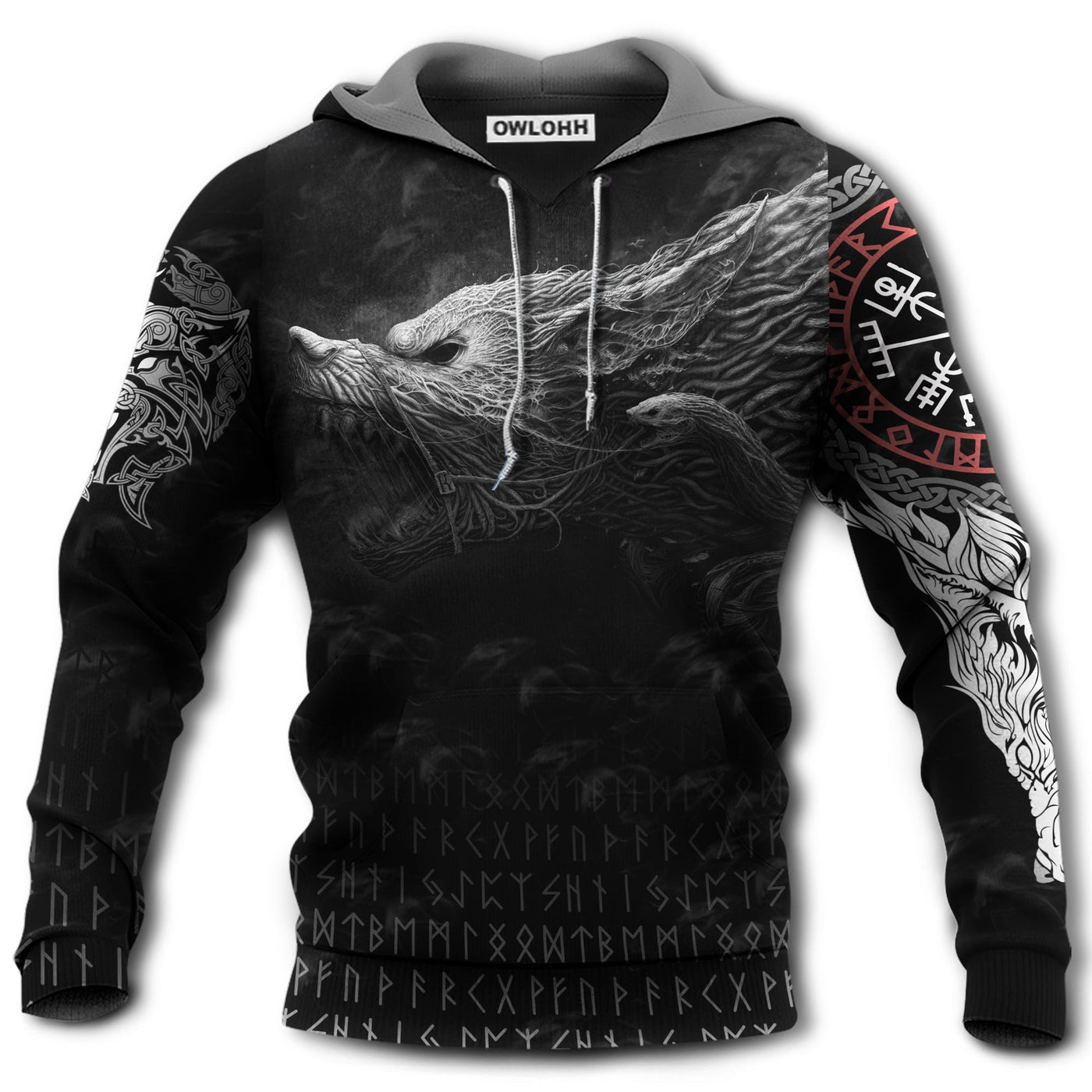 Unisex Hoodie / S Viking Blood Wolf In Grey and Black - Hoodie - Owls Matrix LTD