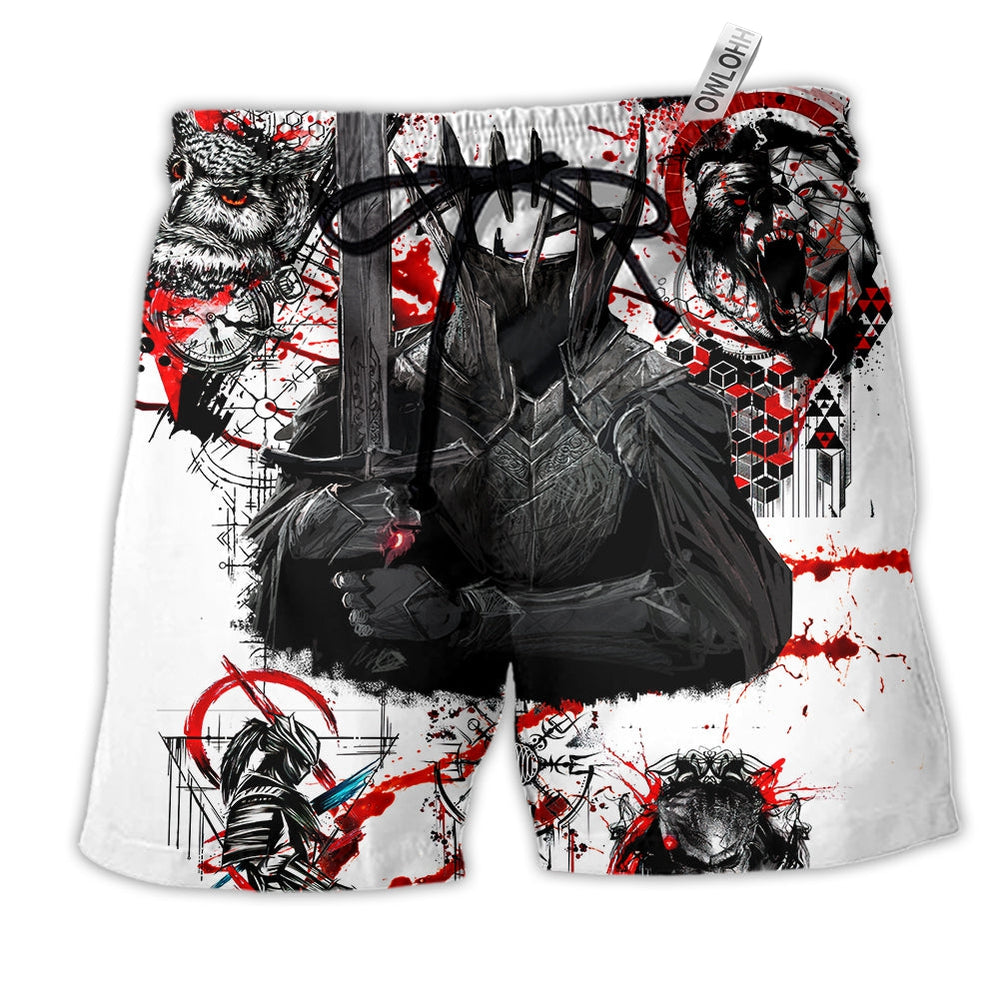 Beach Short / Adults / S Viking Dare To Fight With Knight Red Cool - Beach Short - Owls Matrix LTD
