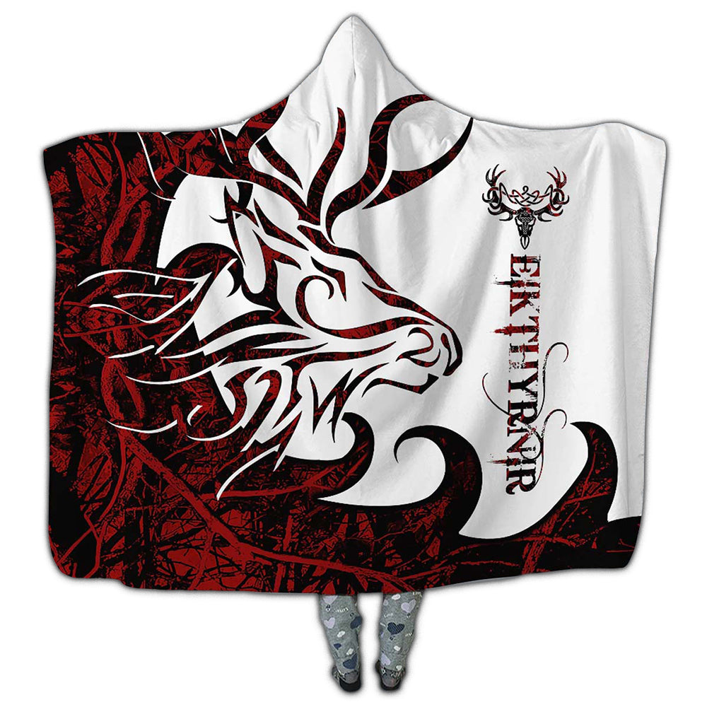 MICROFLEECE / S (50X60 Inch) Viking Eikthyrnir Legend Red And White Cool Style - Hoodie Blanket - Owls Matrix LTD