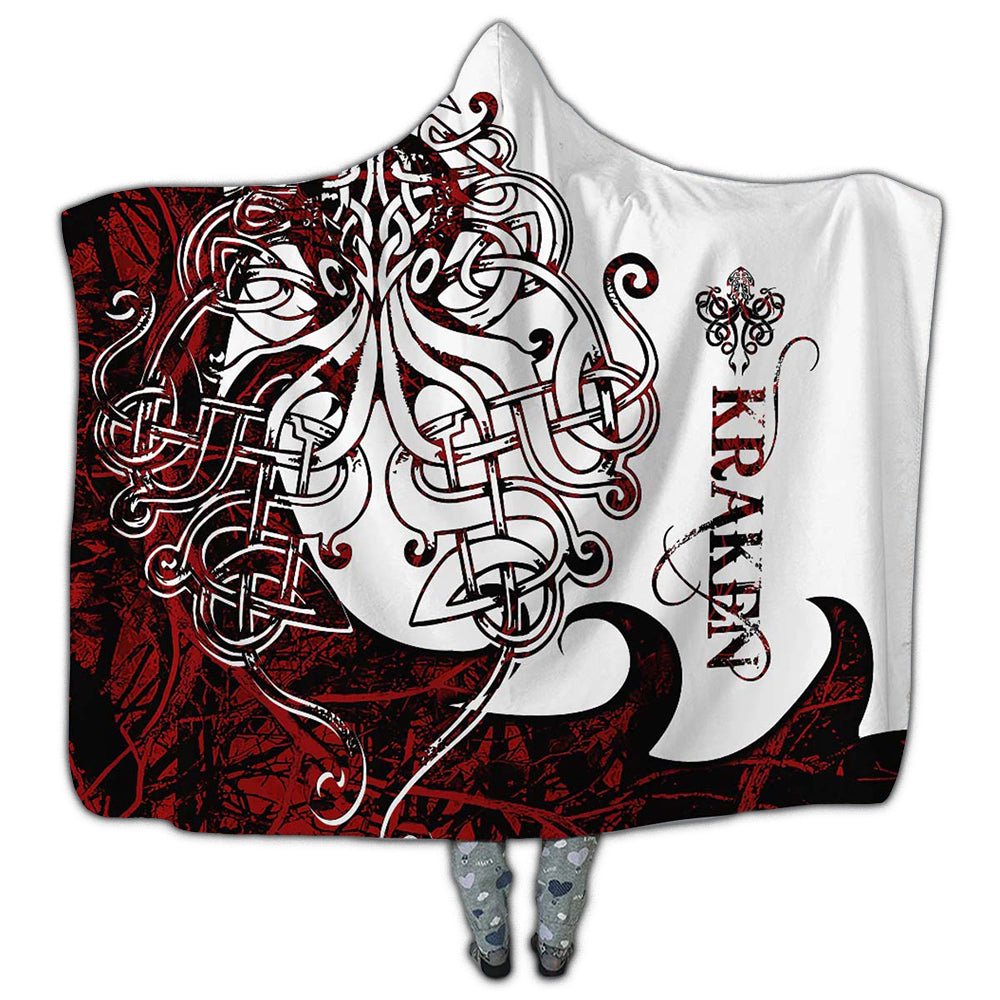 MICROFLEECE / S (50X60 Inch) Viking Kraken Legend Red And White Cool Style - Hoodie Blanket - Owls Matrix LTD