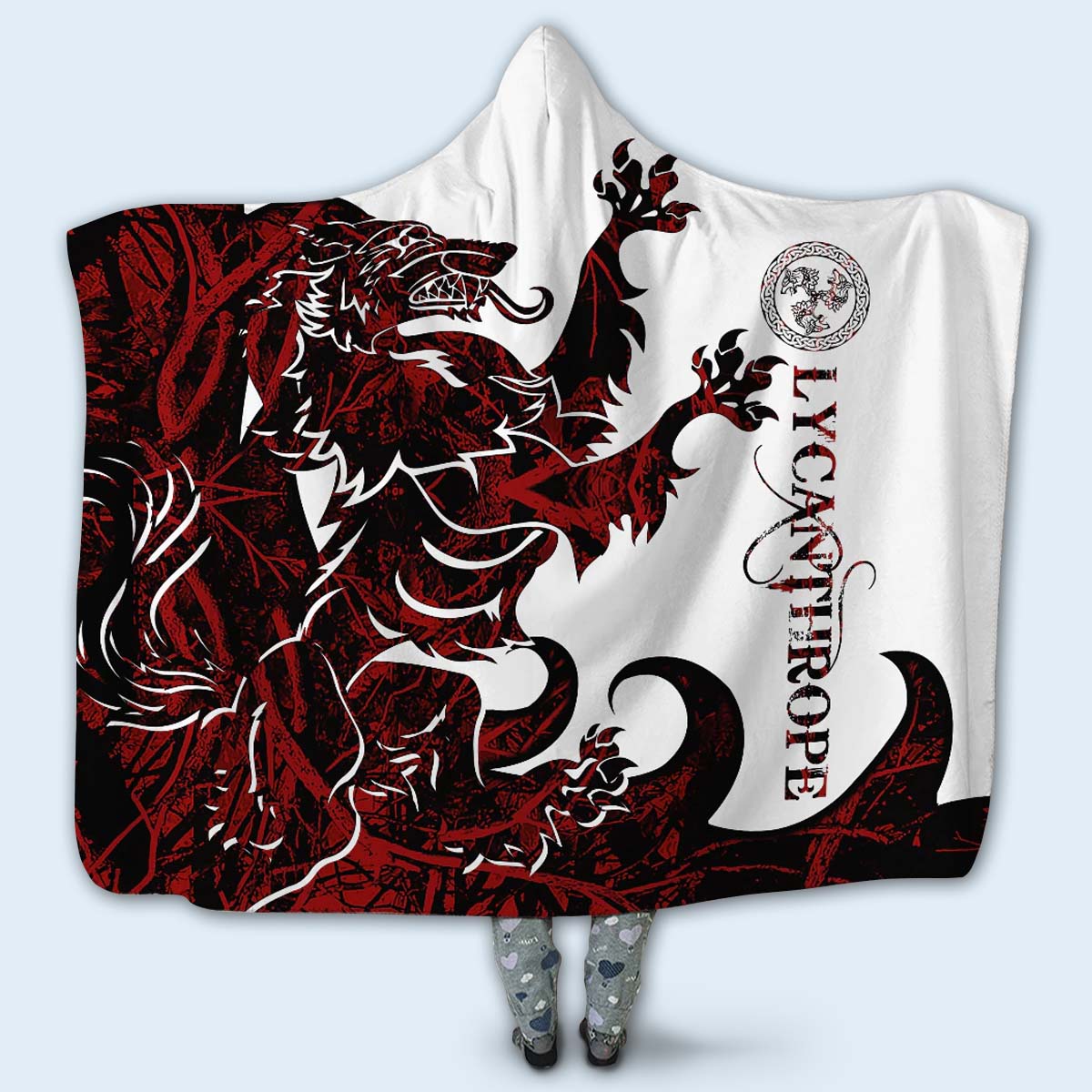Viking Lycanthrope Legend Red And White Cool Style - Hoodie Blanket - Owls Matrix LTD