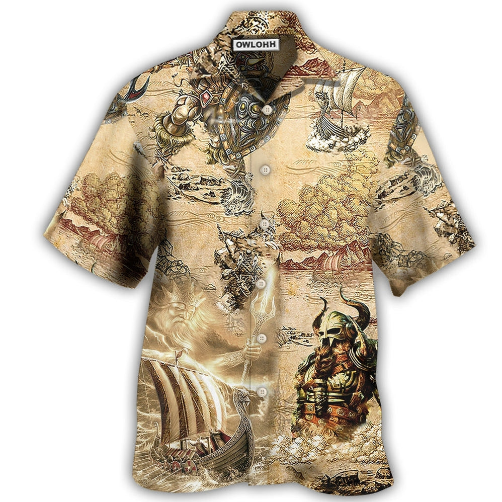 Hawaiian Shirt / Adults / S Viking Map War Vintage - Hawaiian Shirt - Owls Matrix LTD