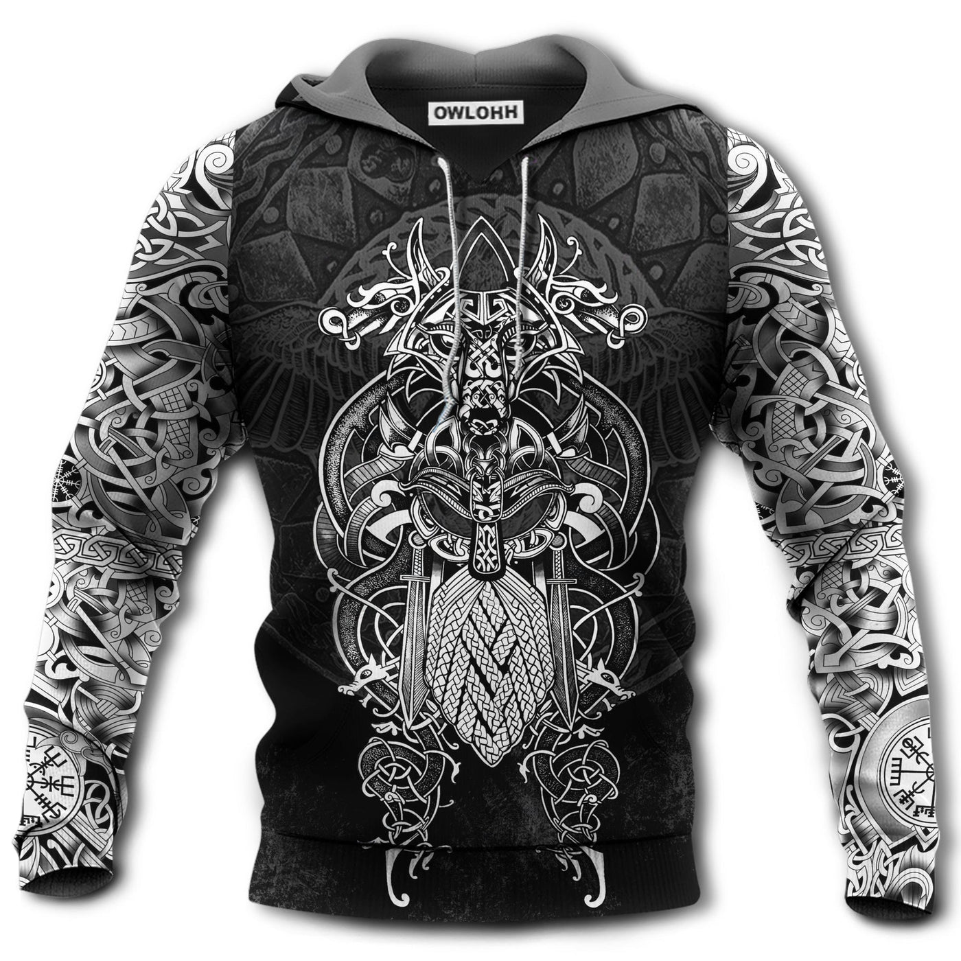 Unisex Hoodie / S Viking Odin Wolf Vikings Warriors Tattoo - Hoodie - Owls Matrix LTD
