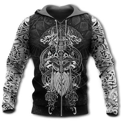 Zip Hoodie / S Viking Odin Wolf Vikings Warriors Tattoo - Hoodie - Owls Matrix LTD