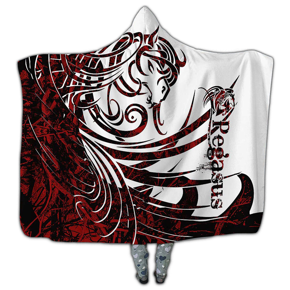 MICROFLEECE / S (50X60 Inch) Viking Pegasus Legend Red And White Cool Style - Hoodie Blanket - Owls Matrix LTD