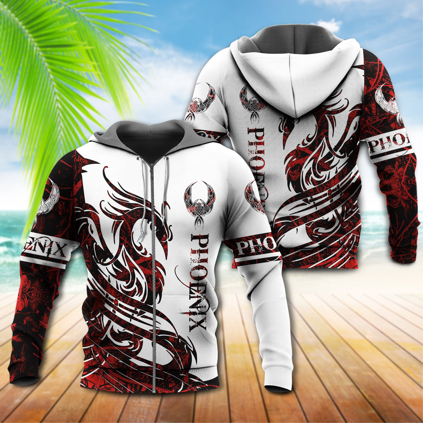 Viking Phoenix Legend Red And White Style Hot Color - Hoodie - Owls Matrix LTD