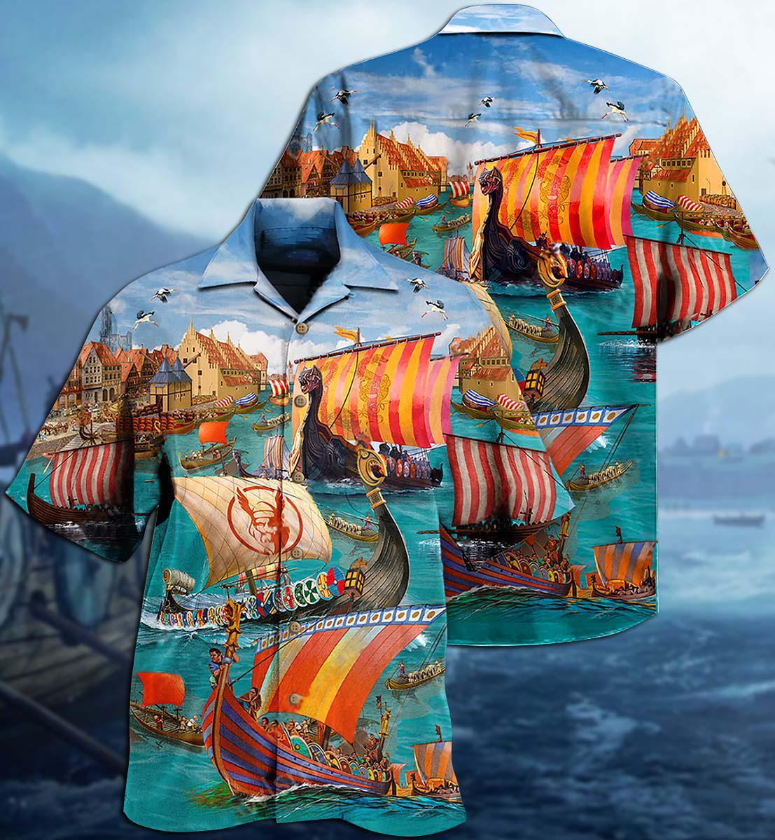 Sailing Viking Let War - Hawaiian Shirt - Owls Matrix LTD